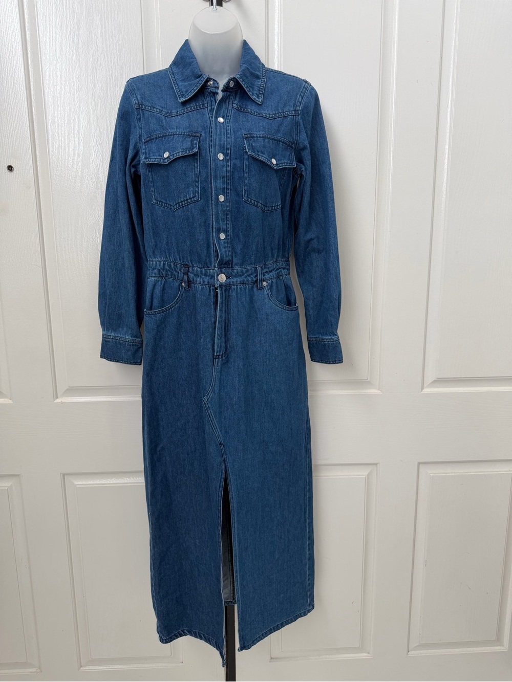 Steve Madden Dakota Blue Denim Midi Shirt Dress Sz 0